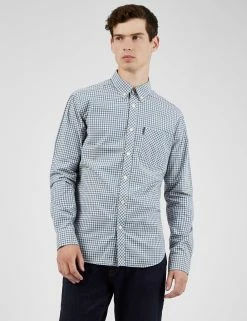 Signature Long-Sleeve Gingham Shirt - Persian Blue