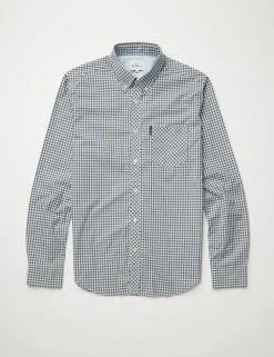 Signature Long-Sleeve Gingham Shirt - Persian Blue -clothing Shop BS 0059141 109 D