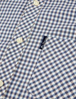 Signature Long-Sleeve Gingham Shirt - Persian Blue -clothing Shop BS 0059141 109 F