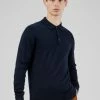 Signature Long-Sleeve Knit Polo - Dark Navy