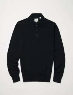 Signature Long-Sleeve Knit Polo - Dark Navy -clothing Shop BS 0063353 025 D
