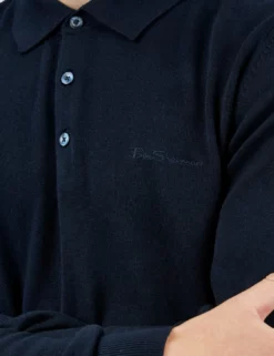 Signature Long-Sleeve Knit Polo - Dark Navy -clothing Shop BS 0063353 025 F