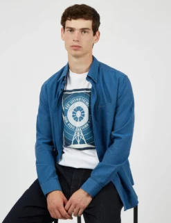 Signature Organic Long-Sleeve Oxford Shirt - Persian Blue -clothing Shop BS 0065094 109 B scaled