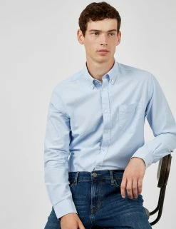 Signature Organic Long-Sleeve Oxford Shirt - Sky -clothing Shop BS 0065094 120 B NOTAB