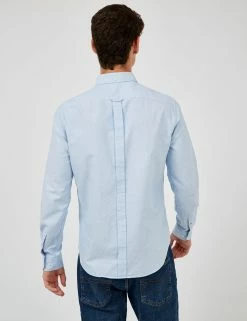 Signature Organic Long-Sleeve Oxford Shirt - Sky -clothing Shop BS 0065094 120 C