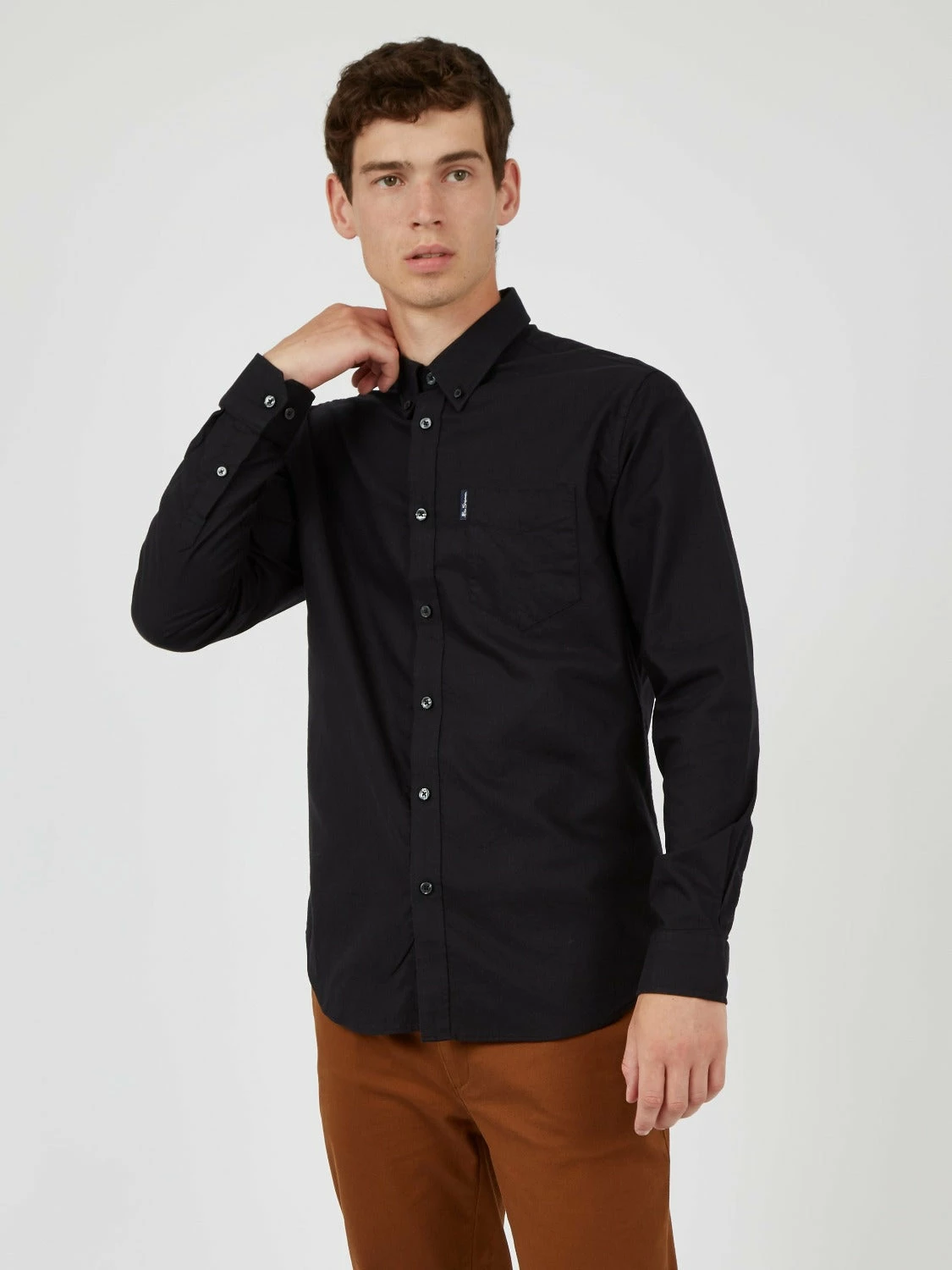 Signature Organic Long-Sleeve Oxford Shirt - Barely Black 6 Signature Organic Long-Sleeve Oxford Shirt - Barely Black - Image 6