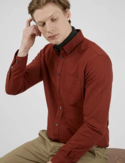 Signature Long-Sleeve Oxford Shirt - Burnt Orange -clothing Shop BS 0065094 481 B