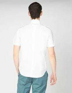 Signature Short-Sleeve Oxford Shirt - White -clothing Shop BS 0065095 010 B aspaka