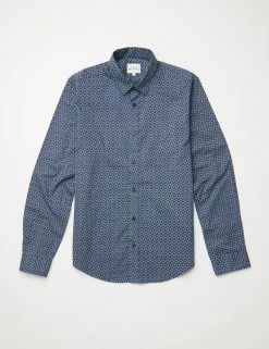 Long-Sleeve Stipple-Print Shirt - Dark Blue 11 Long-Sleeve Stipple-Print Shirt - Dark Blue -clothing Shop BS 0065367 026 D
