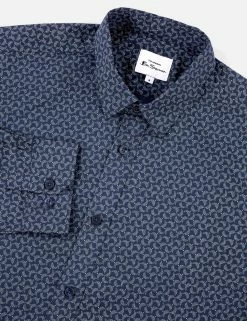 Long-Sleeve Stipple-Print Shirt - Dark Blue 9 Long-Sleeve Stipple-Print Shirt - Dark Blue -clothing Shop BS 0065367 026 E
