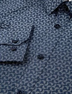 Long-Sleeve Stipple-Print Shirt - Dark Blue 10 Long-Sleeve Stipple-Print Shirt - Dark Blue -clothing Shop BS 0065367 026 F