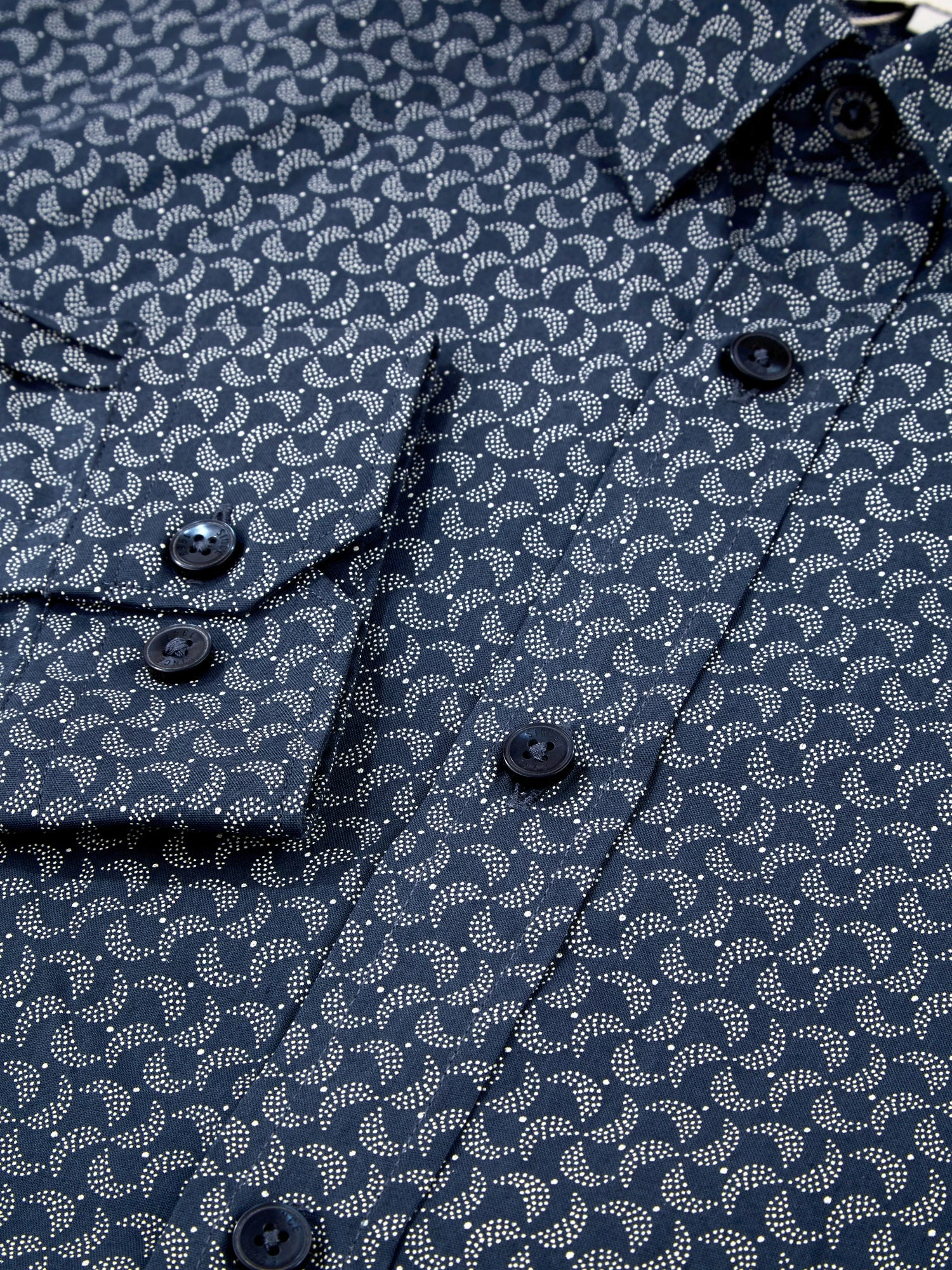 Long-Sleeve Stipple-Print Shirt - Dark Blue 5 Long-Sleeve Stipple-Print Shirt - Dark Blue - Image 5