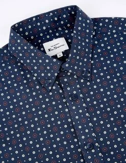 Long-Sleeve Retro Spot-Print Shirt - Dark Blue 10 Long-Sleeve Retro Spot-Print Shirt - Dark Blue -clothing Shop BS 0065371 026 E