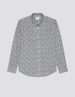 Long-Sleeve Multi-Color Floral Shirt - Ivory -clothing Shop BS 0065375 015 D