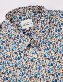 Long-Sleeve Multi-Color Floral Shirt - Ivory -clothing Shop BS 0065375 015 E