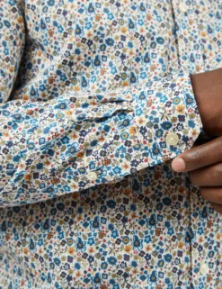 Long-Sleeve Multi-Color Floral Shirt - Ivory -clothing Shop BS 0065375 015 F