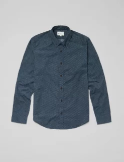 Long-Sleeve Geo-Print Corduroy Shirt - Petrol -clothing Shop BS 0065379 191 D