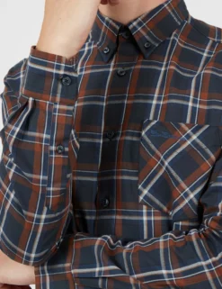 Long-Sleeve Winter Madras Check Shirt - Midnight -clothing Shop BS 0065390 036 E scaled