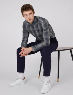 Long-Sleeve Gradient Check Shirt - Ivory -clothing Shop BS 0065392 015 B