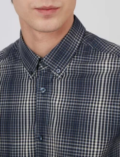 Long-Sleeve Gradient Check Shirt - Ivory -clothing Shop BS 0065392 015 F scaled