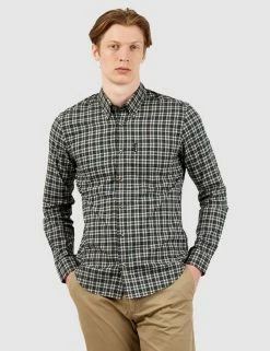 Long-Sleeve Mini Tartan-Check Shirt - Dark Green