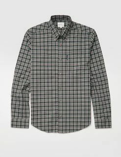 Long-Sleeve Mini Tartan-Check Shirt - Dark Green -clothing Shop BS 0065393 067 D