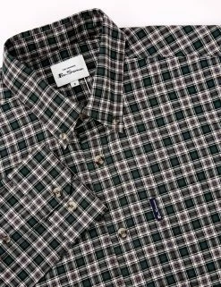 Long-Sleeve Mini Tartan-Check Shirt - Dark Green -clothing Shop BS 0065393 067 E
