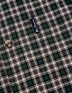 Long-Sleeve Mini Tartan-Check Shirt - Dark Green -clothing Shop BS 0065393 067 F