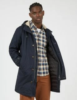 Long-Sleeve Herringbone Check Shirt - Dark Blue 8 Long-Sleeve Herringbone Check Shirt - Dark Blue -clothing Shop BS 0065395 026 B