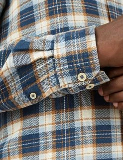 Long-Sleeve Herringbone Check Shirt - Dark Blue 10 Long-Sleeve Herringbone Check Shirt - Dark Blue -clothing Shop BS 0065395 026 G