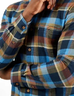 Long-Sleeve Brushed Twill Check Shirt - Dark Blue -clothing Shop BS 0065397 026 F