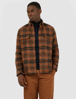 Long-Sleeve Heavy Brushed Check Shirt - Coffee
