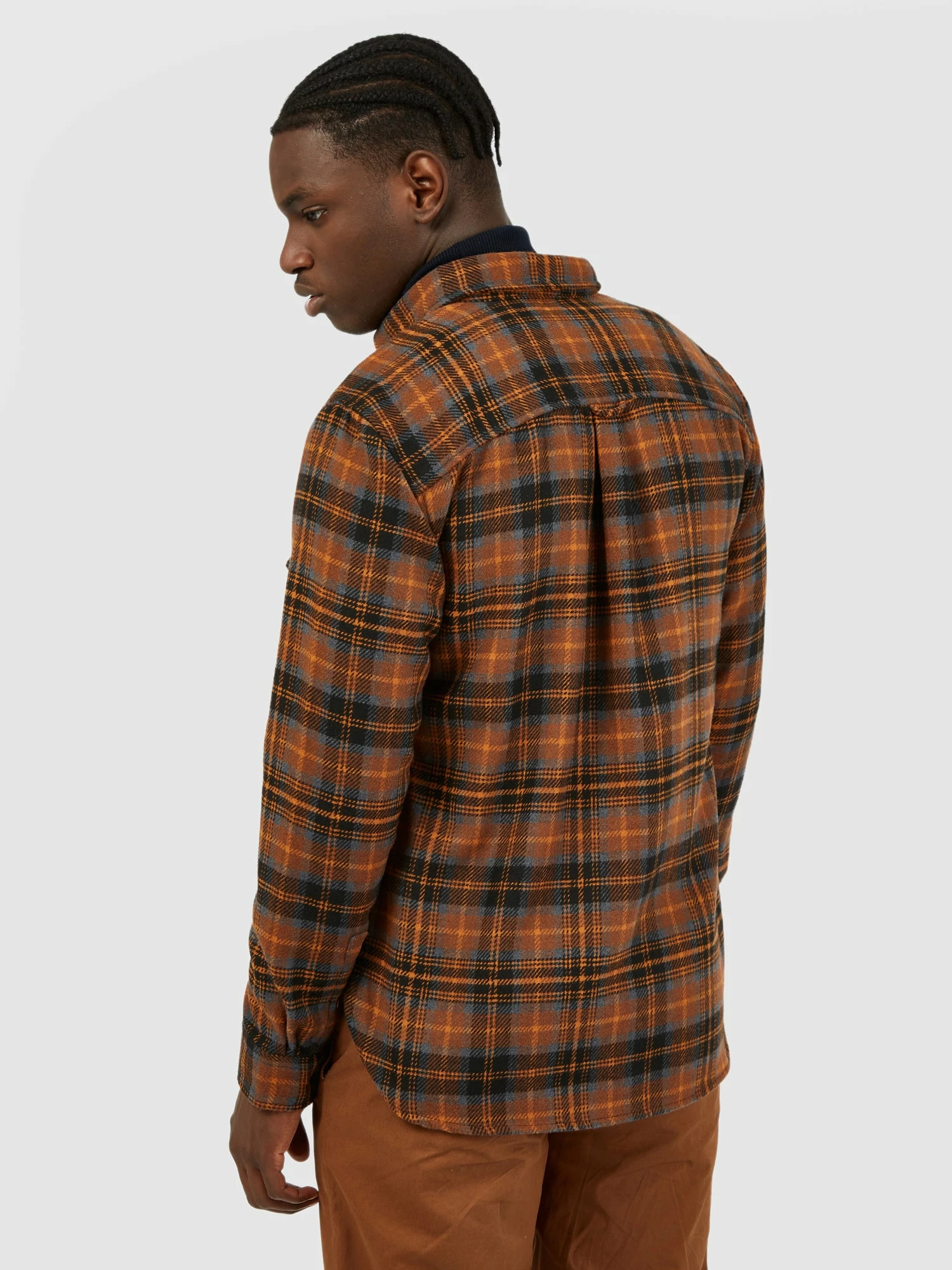 Long-Sleeve Heavy Brushed Check Shirt - Coffee 2 Long-Sleeve Heavy Brushed Check Shirt - Coffee - Image 2