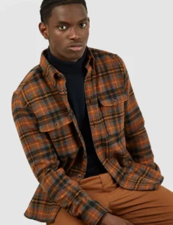 Long-Sleeve Heavy Brushed Check Shirt - Coffee 8 Long-Sleeve Heavy Brushed Check Shirt - Coffee -clothing Shop BS 0065401 043 C