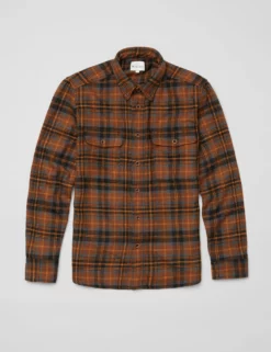 Long-Sleeve Heavy Brushed Check Shirt - Coffee 11 Long-Sleeve Heavy Brushed Check Shirt - Coffee -clothing Shop BS 0065401 043 D
