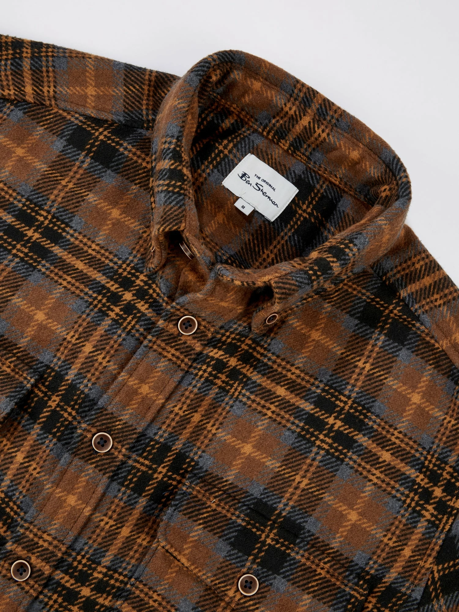 Long-Sleeve Heavy Brushed Check Shirt - Coffee 5 Long-Sleeve Heavy Brushed Check Shirt - Coffee - Image 5