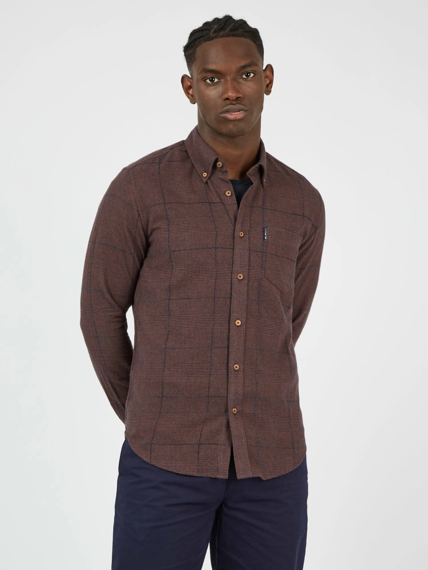 Long-Sleeve Heritage Slub Check Shirt - Coffee 1 Long-Sleeve Heritage Slub Check Shirt - Coffee