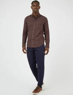 Long-Sleeve Heritage Slub Check Shirt - Coffee 10 Long-Sleeve Heritage Slub Check Shirt - Coffee -clothing Shop BS 0065407 043 B