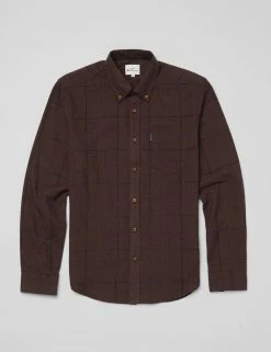 Long-Sleeve Heritage Slub Check Shirt - Coffee 11 Long-Sleeve Heritage Slub Check Shirt - Coffee -clothing Shop BS 0065407 043 D
