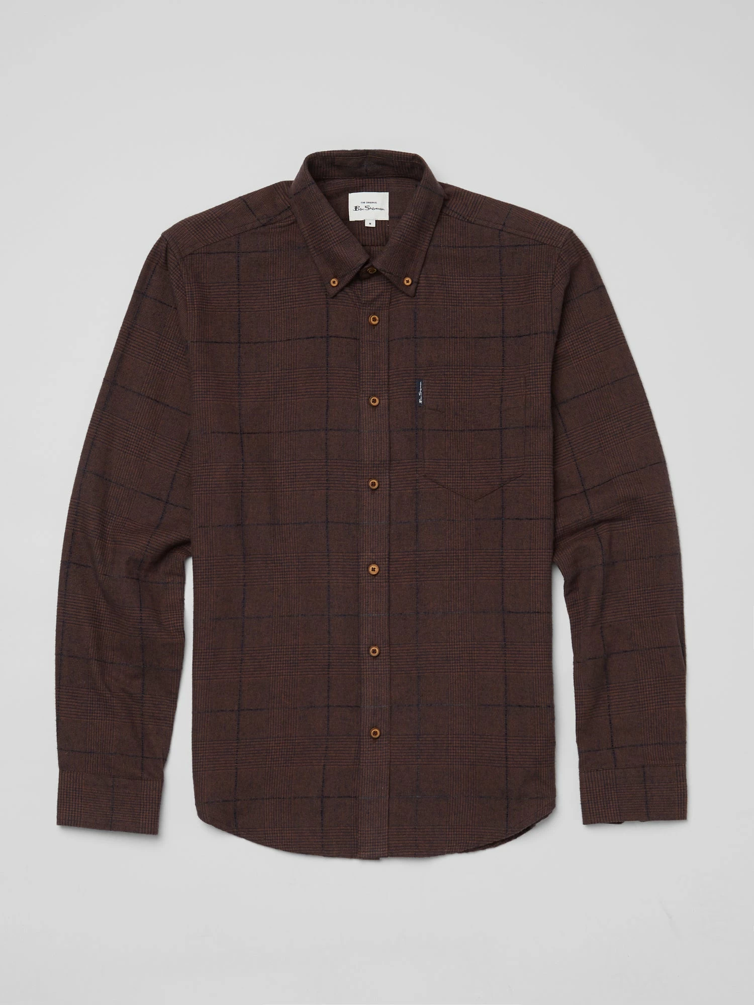 Long-Sleeve Heritage Slub Check Shirt - Coffee 6 Long-Sleeve Heritage Slub Check Shirt - Coffee - Image 6