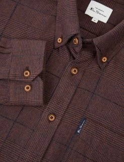 Long-Sleeve Heritage Slub Check Shirt - Coffee 8 Long-Sleeve Heritage Slub Check Shirt - Coffee -clothing Shop BS 0065407 043 E