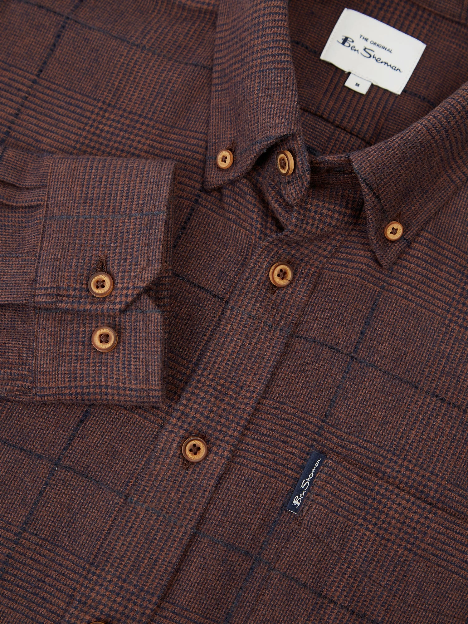 Long-Sleeve Heritage Slub Check Shirt - Coffee 3 Long-Sleeve Heritage Slub Check Shirt - Coffee - Image 3