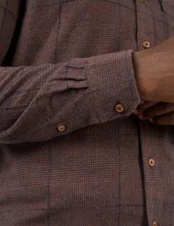 Long-Sleeve Heritage Slub Check Shirt - Coffee 9 Long-Sleeve Heritage Slub Check Shirt - Coffee -clothing Shop BS 0065407 043 F