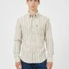 Long-Sleeve Brushed Vertical-Stripe Shirt - Ivory