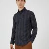 Long-Sleeve Brushed Vertical-Stripe Shirt - Midnight