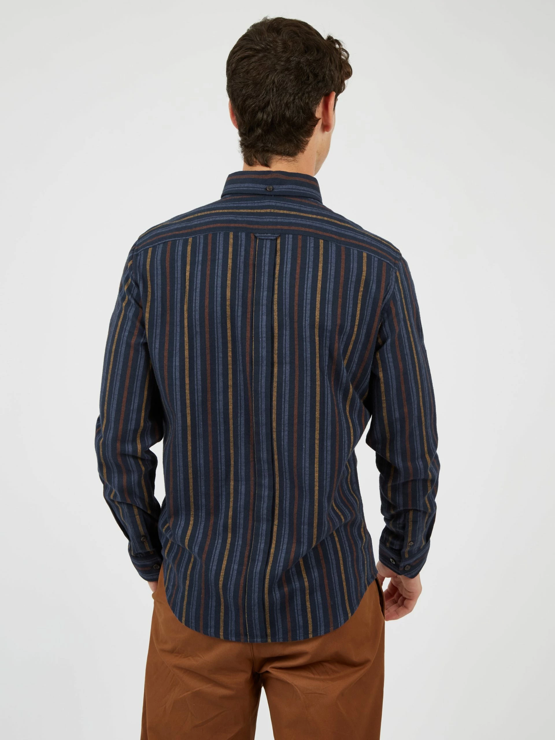 Long-Sleeve Brushed Vertical-Stripe Shirt - Midnight 2 Long-Sleeve Brushed Vertical-Stripe Shirt - Midnight - Image 2
