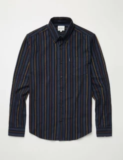 Long-Sleeve Brushed Vertical-Stripe Shirt - Midnight 11 Long-Sleeve Brushed Vertical-Stripe Shirt - Midnight -clothing Shop BS 0065411 036 D