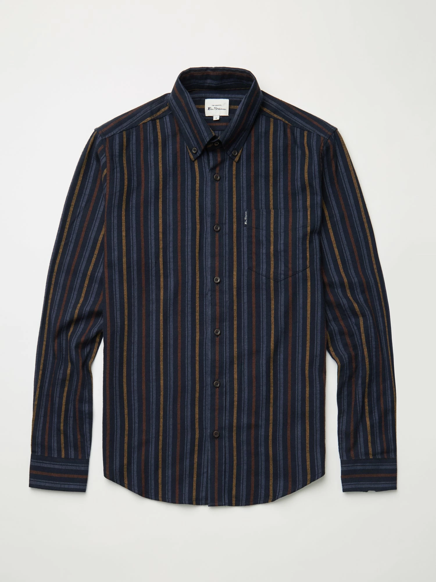 Long-Sleeve Brushed Vertical-Stripe Shirt - Midnight 6 Long-Sleeve Brushed Vertical-Stripe Shirt - Midnight - Image 6