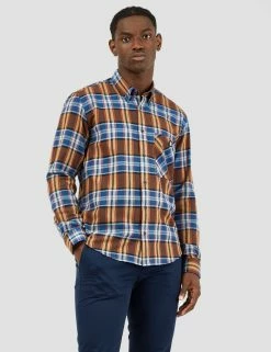 B By Ben Sherman Long-Sleeve Recycled Check Shirt - Royal Blue