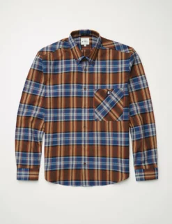 B By Ben Sherman Long-Sleeve Recycled Check Shirt - Royal Blue -clothing Shop BS 0065418 169 D